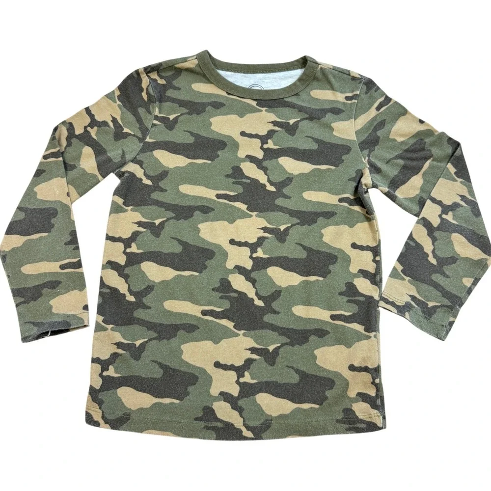 Wonder Nation Boys Camo Long Sleeve T-Shirt Green Camouflage Size S 6-7
